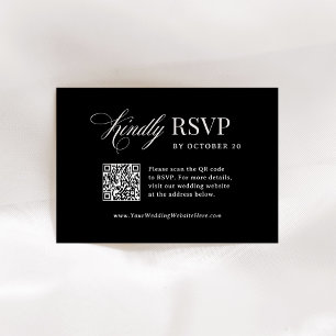 Classic Luxe QR-Hochzeitsangabe für schwarze Sca RSVP Karte