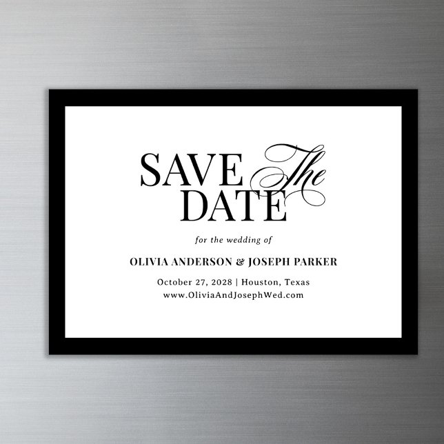 Classic Luxe | Schwarz und Weiß Save the Date Magneteinladung (Von Creator hochgeladen)