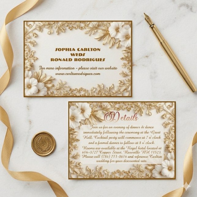 Classic Luxury Gold Ornate Royal Romantic Wedding  Begleitkarte (Classic Luxury Gold Ornate Royal Romantic Wedding Enclosure Card)