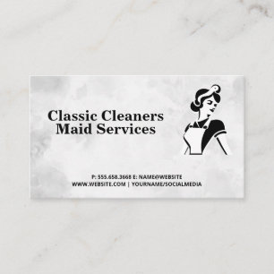 Classic Maid Schwarz-weiß   Zuhause-Reinigungsdien Visitenkarte