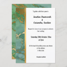 CLASSIC MARBLE SAGE GOLD TRIM INVITATION EINLADUNG
