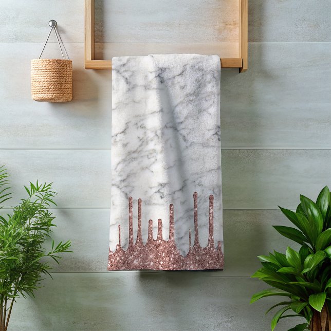 Classic Marble Schwarz-weiß Rose Gold Glitzer Trop Badhandtuch Set (Von Creator hochgeladen)