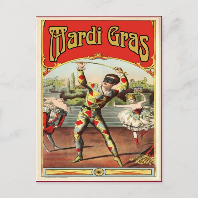 Classic Mardi Gras Harlaquin Postkarte (Vorderseite)