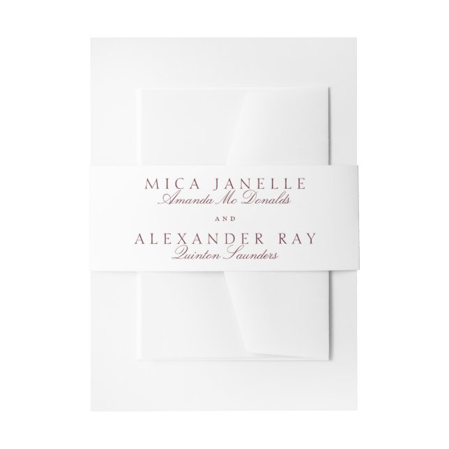 Classic Maroon Burgundy Calligraphy Formal Wedding Einladungsbanderole (Vorderseite Beispiel)