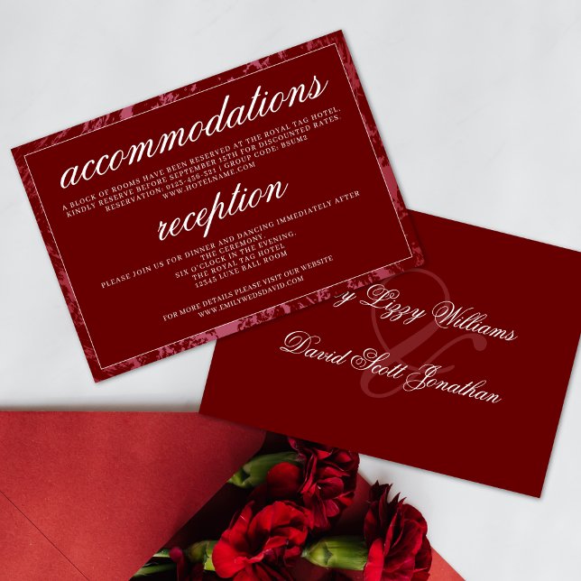 Classic Maroon Elegante Wedding Begleitkarte (Von Creator hochgeladen)