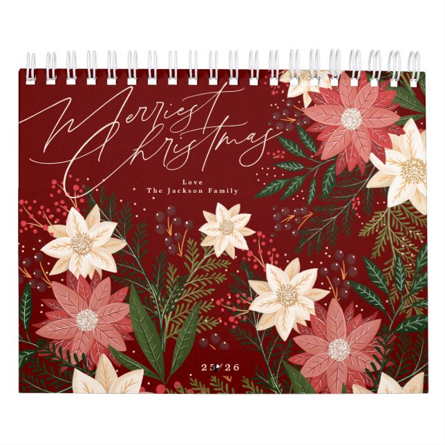 Classic Maroon Frohe Weihnachten Kalender (Titelbild)