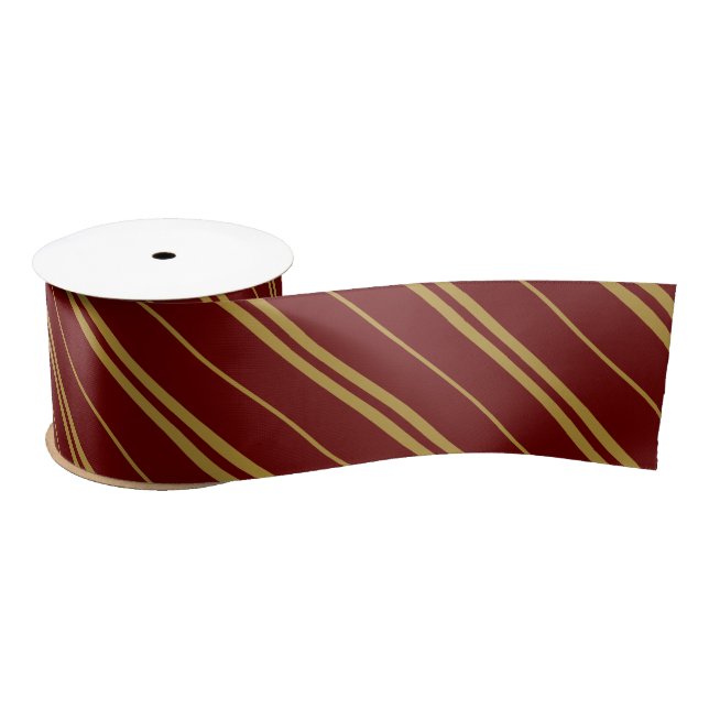 Classic Maroon Gold School Stripes Muster Satinband (Spule)