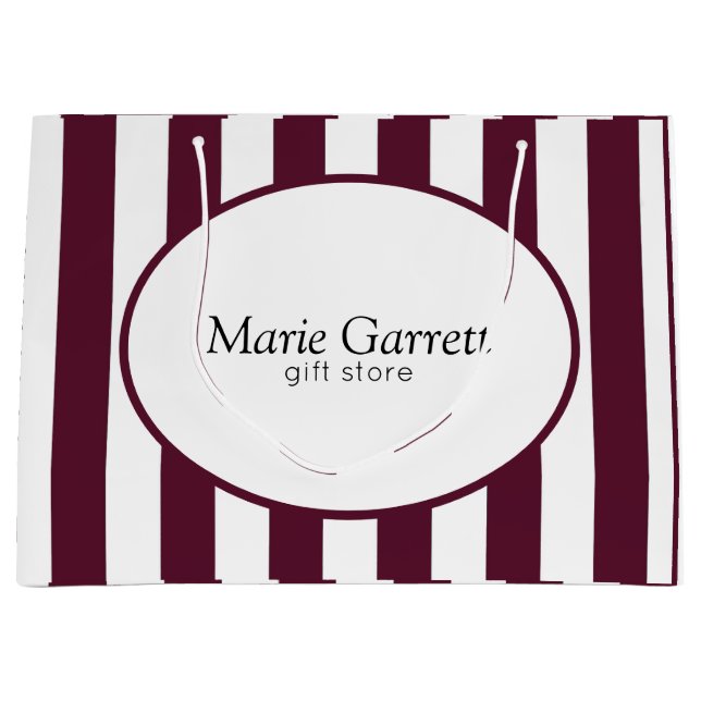 Classic Maroon Stripes Custom Große Geschenktüte (Vorderseite)