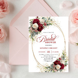 Classic Marsala Roses Gold Bridal Shower Invites Einladung