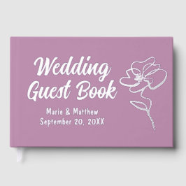 Classic Mauve Lila Floral Sketch Foil Guestbook Gästebuch