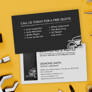 Classic Mechanic Car Repair Business Card Visitenkarte
