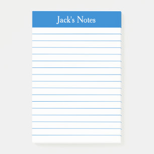 Classic Medium Blue Lined Personalisiert Post-it Klebezettel