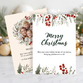 Classic Merry Christmas Card with Warm Winter Wish Einladung