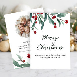 Classic Merry Christmas Card with Warm Winter Wish Einladung