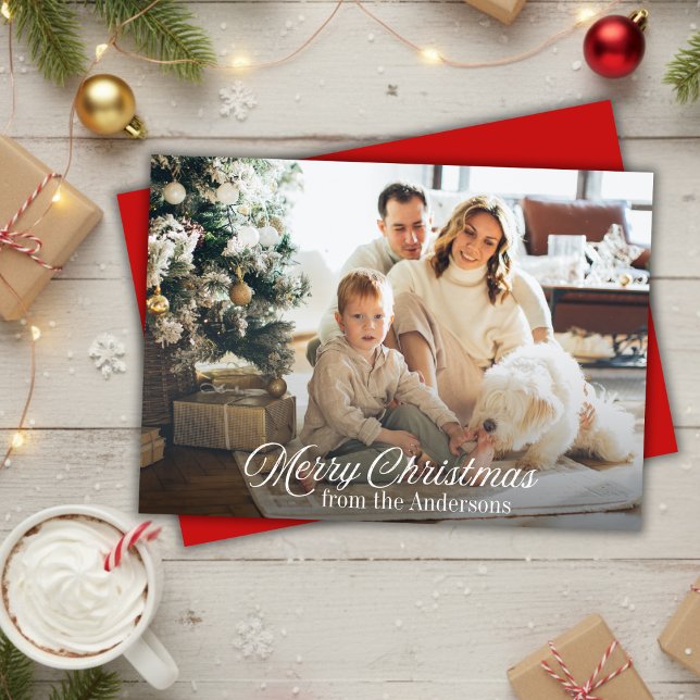 Classic Merry Christmas Custom Foto Feiertagskarte (Classic Merry Christmas Custom Photo Holiday Card)