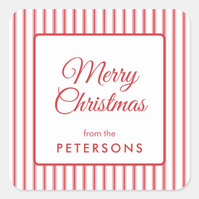 Classic Merry Christmas Square Sticker (Vorderseite)