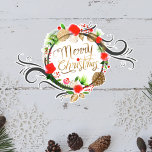 Classic Merry Christmas Sticker<br><div class="desc">Mit unserem Classic Frory Christmas Sticker können Sie die Urlaubssaison ganz einfach erleben. Dieser zeitlose Aufkleber zeichnet sich durch eine elegante Typografie und eine traditionelle Farbpalette aus, die sofort den Geist der Weihnachtszeit wiedergibt. Mit seinem einfachen und dennoch wirkungsvollen Design ist es perfekt, um Weihnachtskarten, Geschenkpackungen, Umschläge oder andere Urlaubsprojekte...</div>