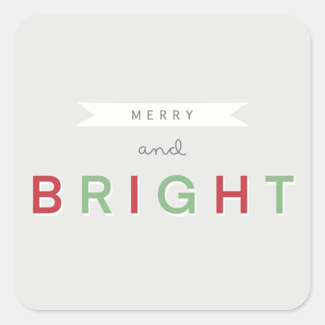 Classic Merry und Bright Quadratischer Aufkleber (Vorderseite)