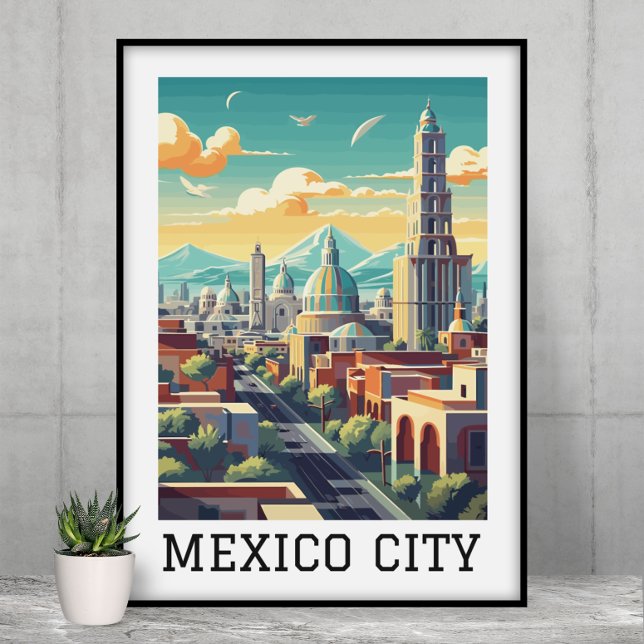 Classic Mexico City CDMX Retro Vintage Travel Poster (Classic Mexico City CDMX Retro Vintage Travel Poster)