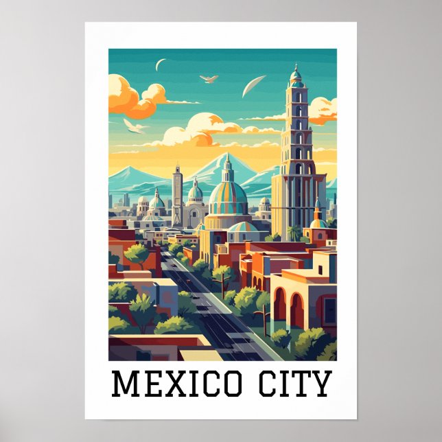 Classic Mexico City CDMX Retro Vintage Travel Poster (Vorne)