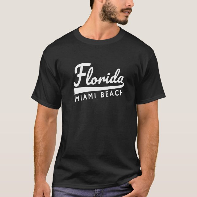 Classic Miami Beach Fl Styled Throwback Miami Beac T-Shirt (Vorderseite)