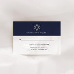 Classic Midnight Blue und White | Bar Mitzvah RSVP Karte<br><div class="desc">Diese einfachen und modernen Bar Mitzvah- oder Bat Mitzvah-uAwg verfügen über eine dunkelblaue Grenze,  einen eleganten,  passenden Text und einen silbernen Stern von David.</div>