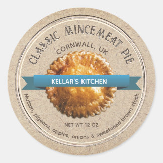CLASSIC MINCEMEAT PIE Grunge Schriftart Kraft Brow Runder Aufkleber