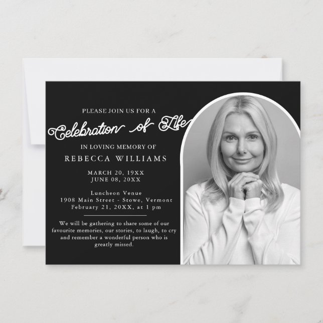 Classic Minimal Celebration of Life Invitations Einladung (Vorderseite)