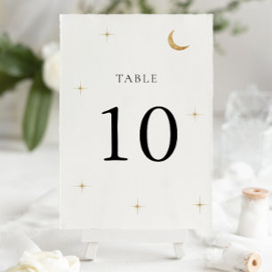 Classic Minimal Celestial Gold Moon Stars Hochzeit Tischnummer