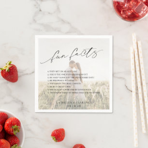 Classic Minimal Foto Fun Fakten Moderne Hochzeit Serviette