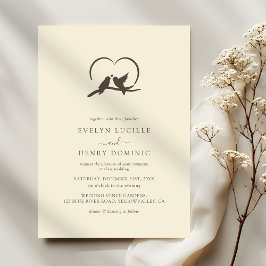 Classic Minimal Lovely birds Romantic Wedding Einladung