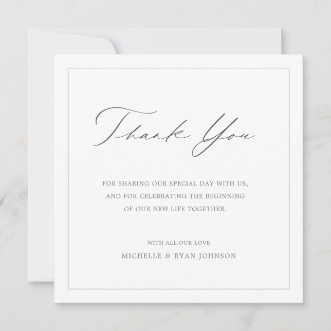 Classic Minimal Modern Wedding Dankeschön Card Einladung (Vorderseite)