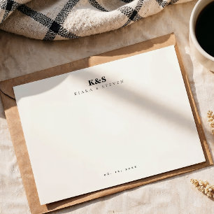 Classic Minimal Monogram Couple Stationery Mitteilungskarte