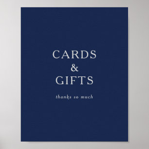 Classic Minimal Navy Blue Silver Cards und Geschen Poster