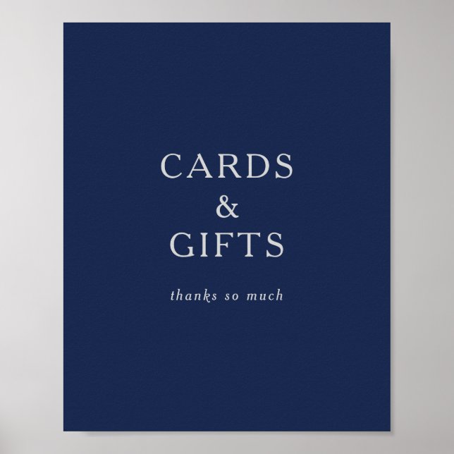 Classic Minimal Navy Blue Silver Cards und Geschen Poster (Vorne)