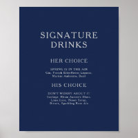 Classic Minimal Navy Blue Silver Signature Drinks