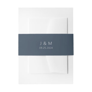 Classic Minimal Navy Blue & White Monogram Wedding Einladungsbanderole