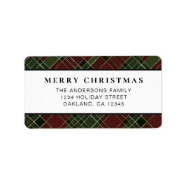 Classic Minimal Red and Green Kariert Christmas Adressaufkleber