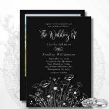 Classic Minimal White Wildblume Black Wedding
