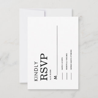 CLASSIC MINIMALIST BLACK AND WHITE RSVP CARD KARTE