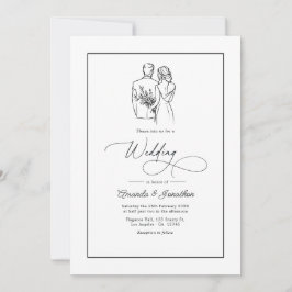 Classic Minimalist Black and White Wedding Einladung