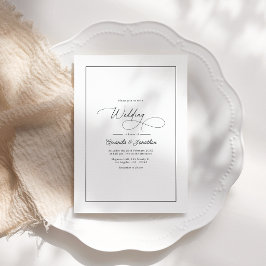 Classic Minimalist Black & White Wedding QR Code Einladung