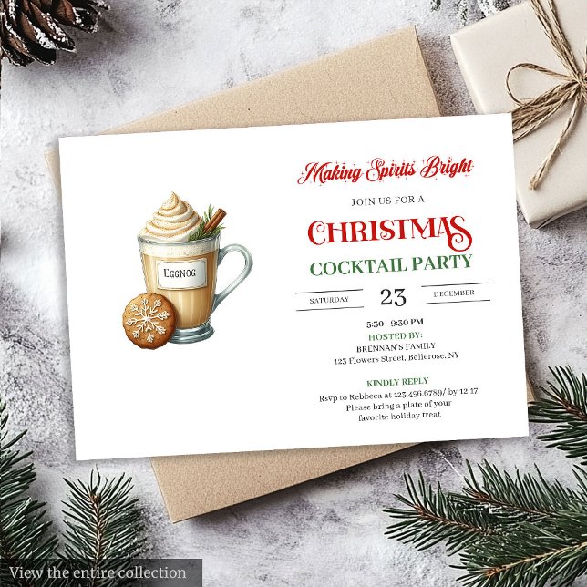 Classic minimalist christmas cocktails party  einladung (Classic minimalist christmas cocktails party invitation

)