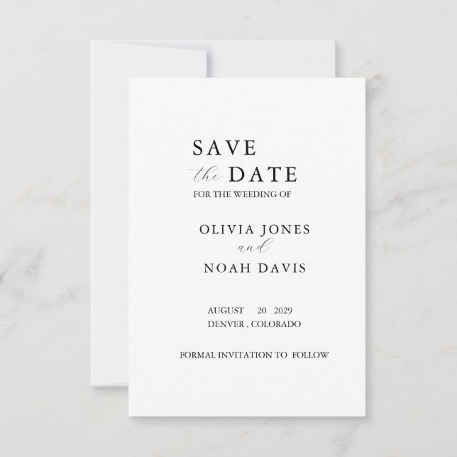 CLASSIC MINIMALIST ELEGANT SAVE THE DATE (Vorderseite)
