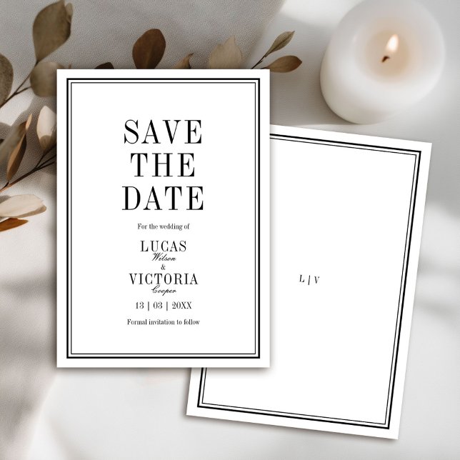 Classic Minimalist Wedding Save the Date  Einladung (Von Creator hochgeladen)