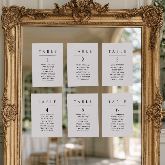 Classic Minimalist Wedding Seating Chart Card Einladung (Individual Cards Classic Elegant Seating Chart)