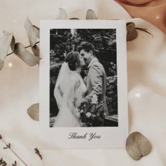 Classic Minimalistic Script Wedding Photo Dankeskarte