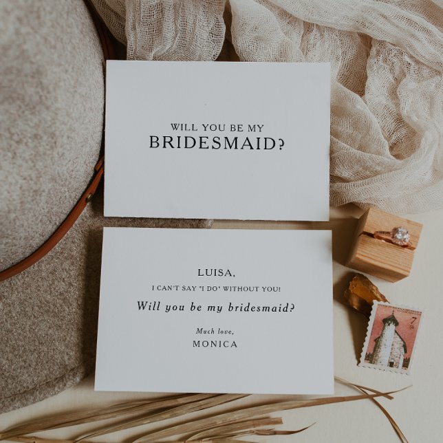 Classic Minimalistisch Bridesmaid Vorschlagskarte Einladung (Von Creator hochgeladen)