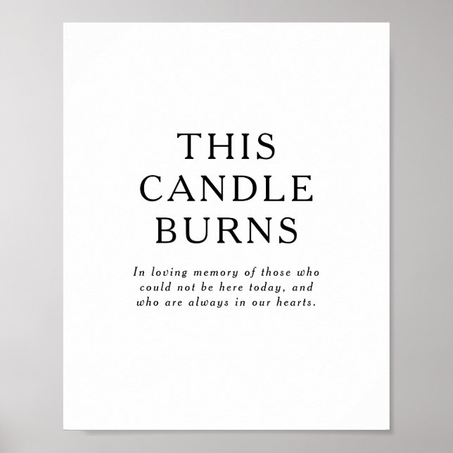 Classic Minimalistisch dieses Candle Burns Wedding Poster (Vorne)