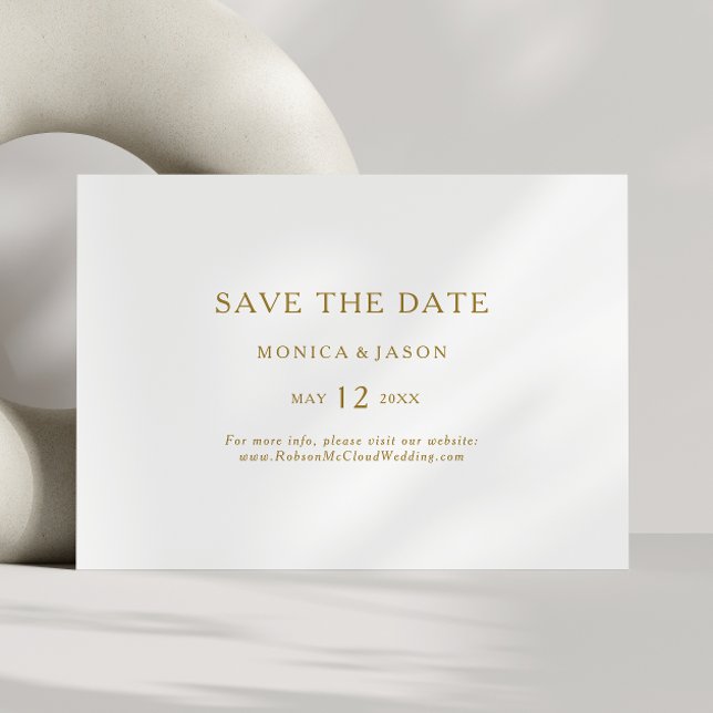 Classic Minimalistisch Gold Horizontal Save the Da Date (Von Creator hochgeladen)